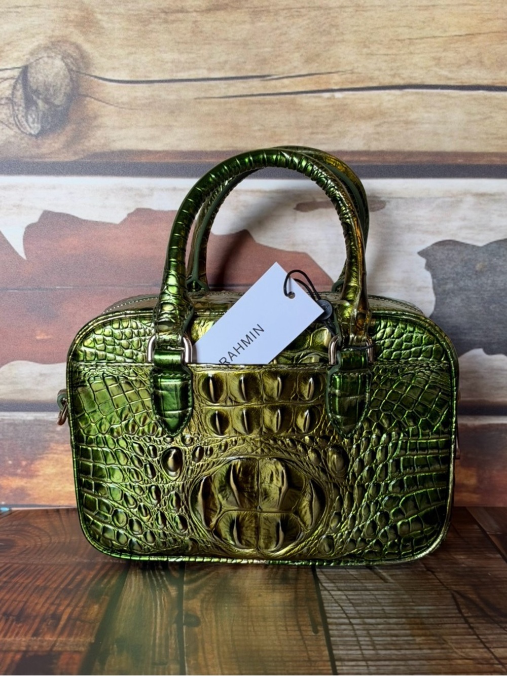 Firm ~~ 2x eyes Brahmin Mara Cacti Green Metallic Beauty NWT - Picture 8 of 16